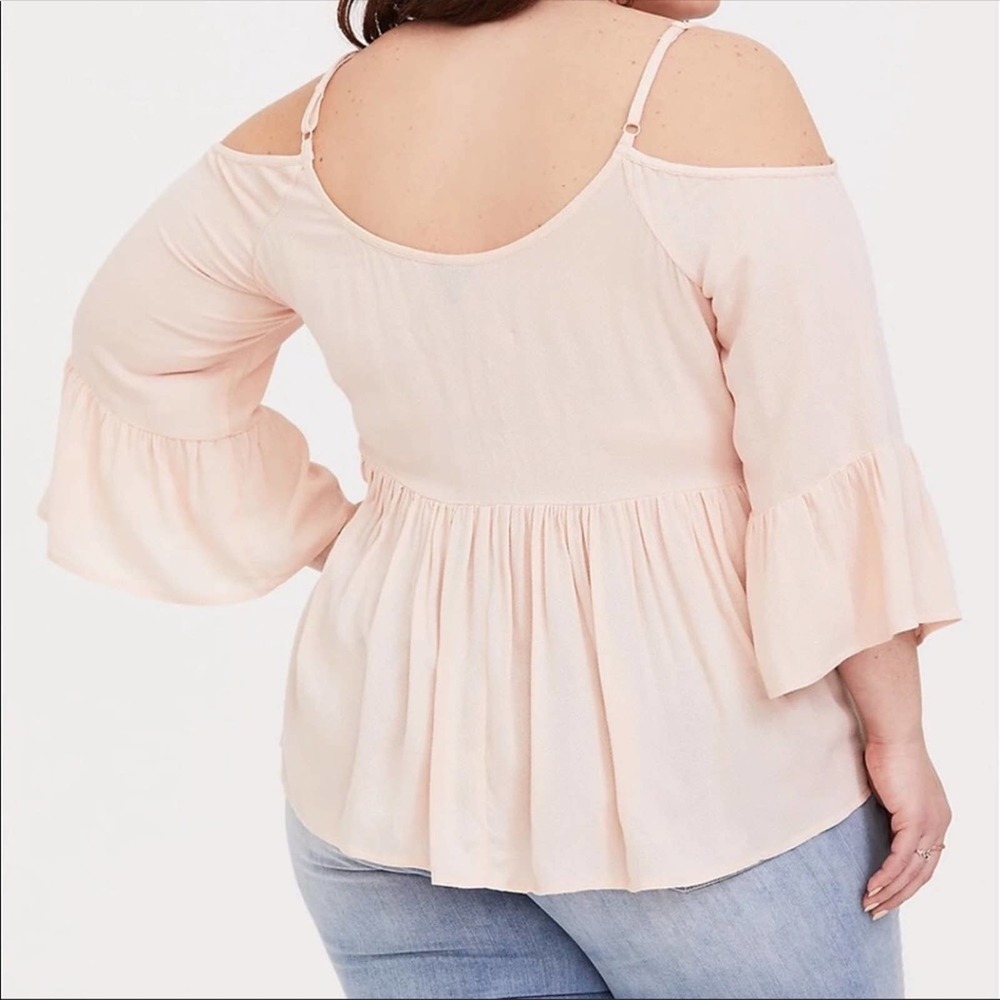 TORRID BLUSH COLD SHOULDER BLOUSE - Picture 2 of 7